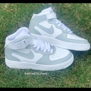 Custom Gray and White Air Force 1s -Nike